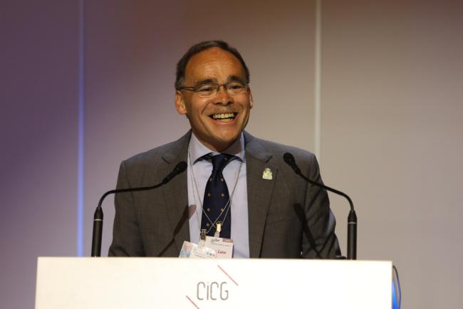 Reginald Hernaus, Basel Convention President, speaking on behalf of the three BRS Presidents