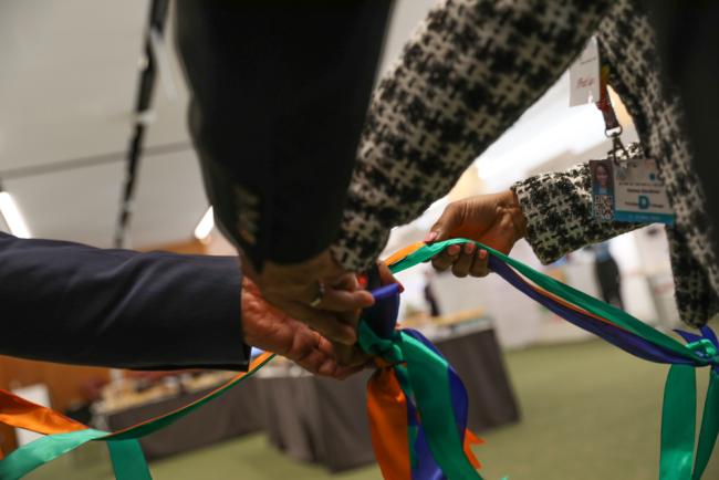 The BRS Presidents cut the ribbon to officially open the PCB Fair