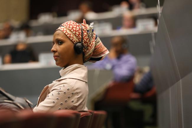 Delegate during plenary
