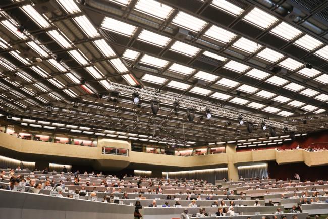 Delegates during the morning plenary