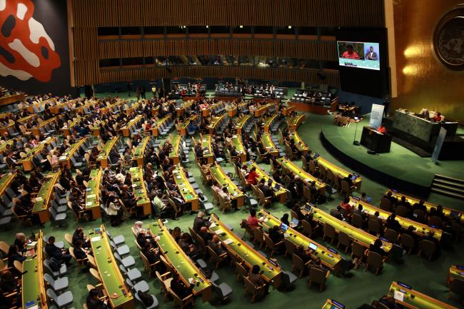 View of the UNGA hall during the opening session