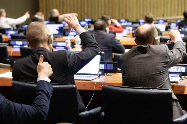 Thumbs up - thumps down - UNFF18 - 11May2023 - Photo