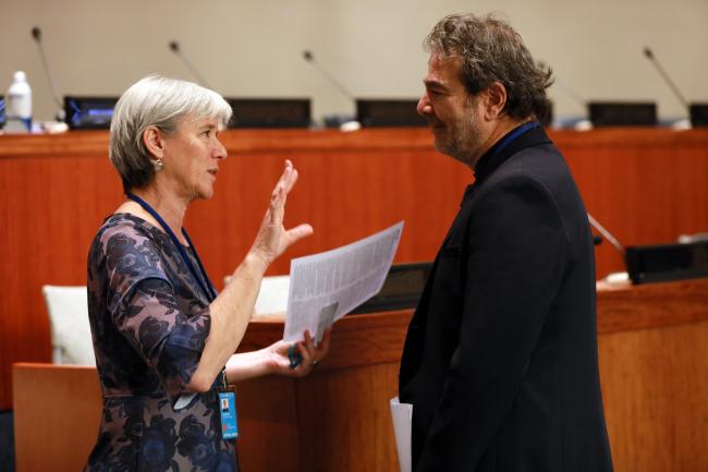 Vera Agostini, FAO, with Asterios Tsioumanis, IISD/Earth Negotiations Bulletin