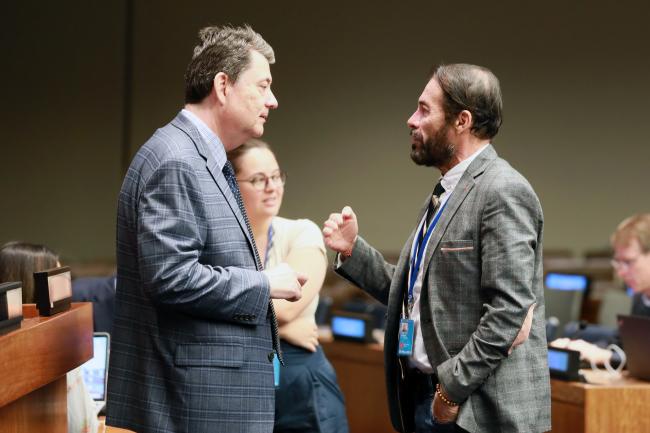 Dmitry Gonchar, Principal Legal Officer, UNDOALOS, with Nikita Gaibor, Ecuador