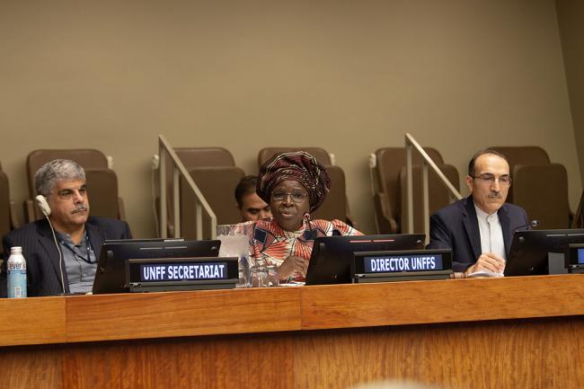 Dais during afternoon plenary - UNFF18 - 8May2023