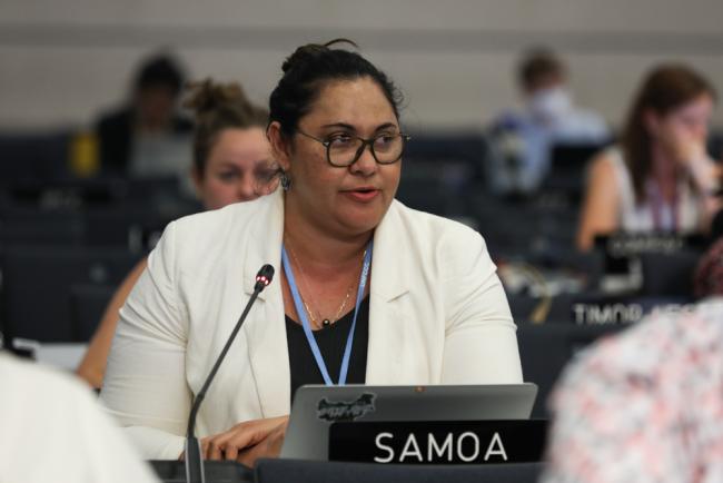 Anne Rasmussen, Samoa, on behalf of the Alliance of Small Island States (AOSIS)