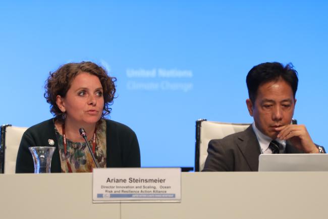 Ariane Steinsmeier, Ocean Risk and Resilience Action Alliance, and German Velasquez, Green Climate Fund (GCF)