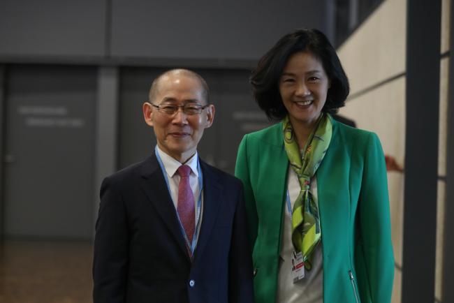 Hoesung Lee, IPCC Chair, with Hyoeun Jenny Kim, Republic of Korea