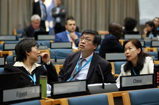 Delegates from China consulting on text proposals