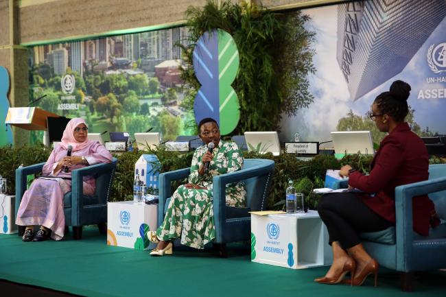 From L-R: UN-Habitat Executive Director Maimunah Mohd Sharif; Rachel Ruto, First Lady of Kenya; and Victoria Rubadiri, Kenyan journalist