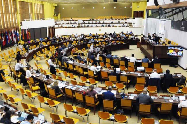 A view of the room during the Council meeting