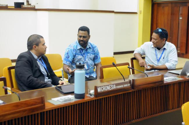 Clement Yow Mulalap, Federated States of Micronesia; Raymond Mohammed, Fiji; and Monoo Mweretaka, Kiribati