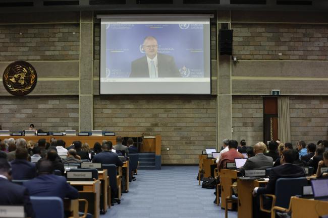 Delegates watched a message from Petteri Taalas, Secretary-General, World Meteorological Organization