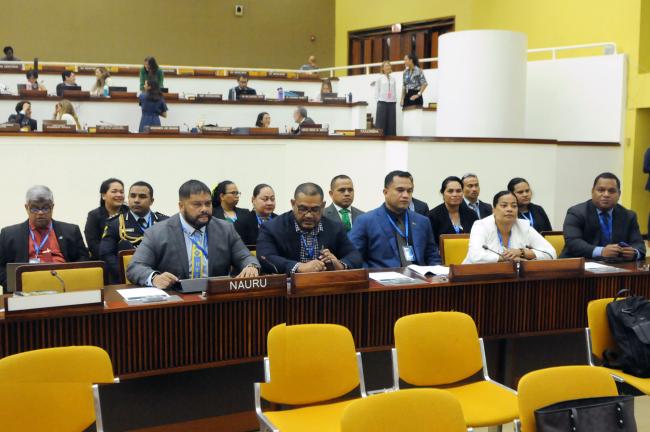 The delegation from Nauru before the beginning of the session