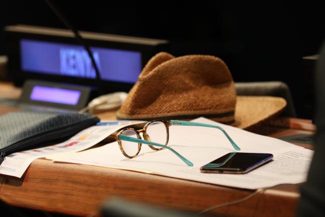 Glasses on table