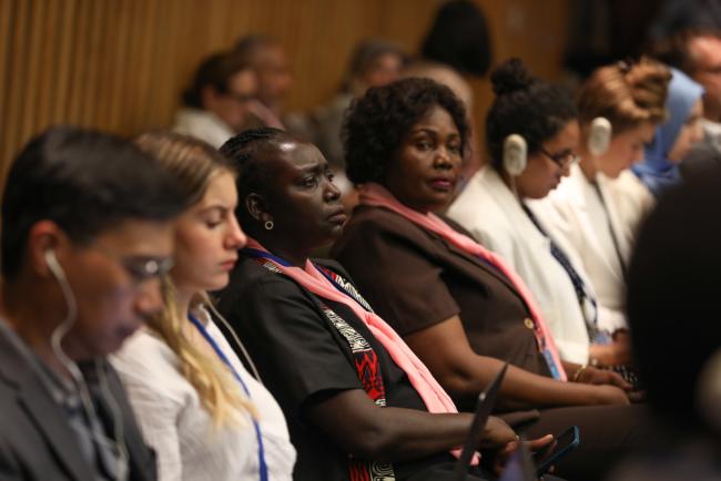 Delegates listen to the interventions