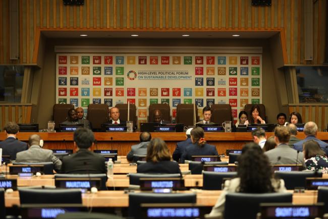 View of the dais during the session on local action