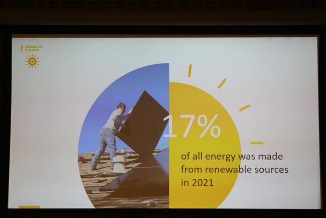 A slide from Slovakia's VNR highlights the progress made for SDG 7 (energy)