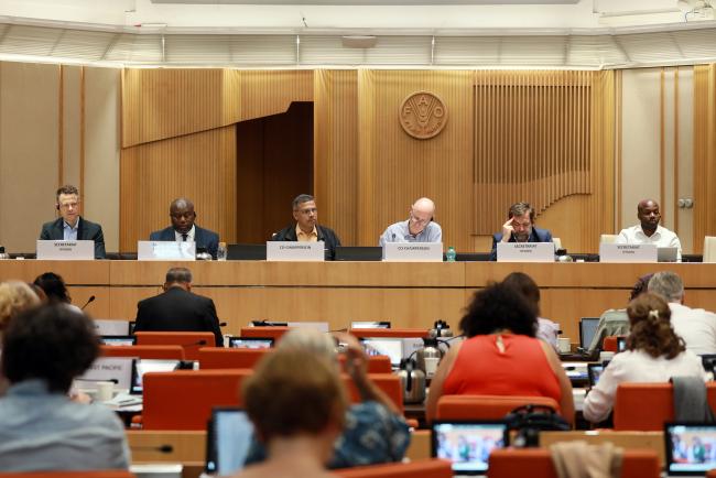 View of the dais during the morning session