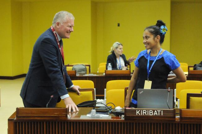 Michael Lodge, ISA Secretary-General, and Joyce Maria Uan, Kiribati