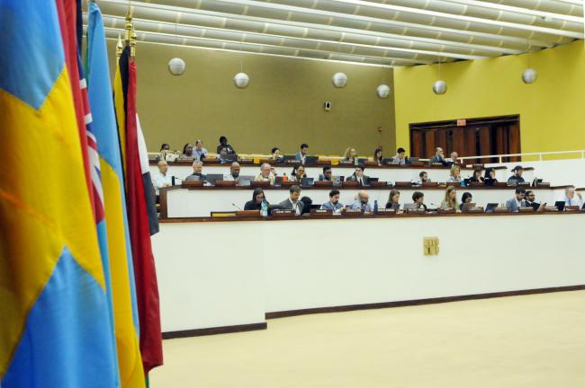 Observers and members of the Secretariat during Tuesday's proceedings