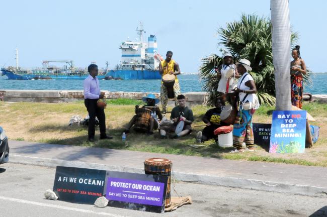 Peaceful protest outside the venue