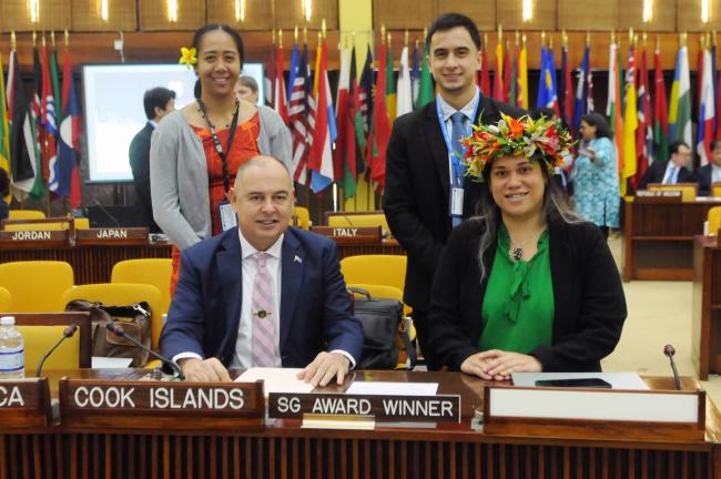 Delegates from the Cook Islands with Mark Brown, Prime Minister of the Cook Islands