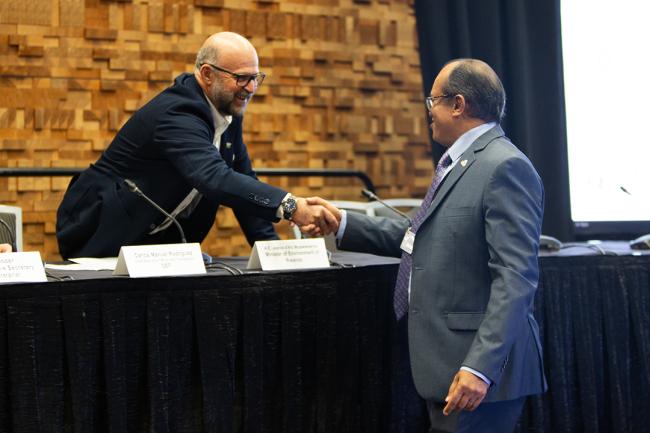 Carlos Manuel Rodriguez, GEF and Rolph Payet Executive Secretary of the Basel, Rotterdam and Stockholm Conventions.