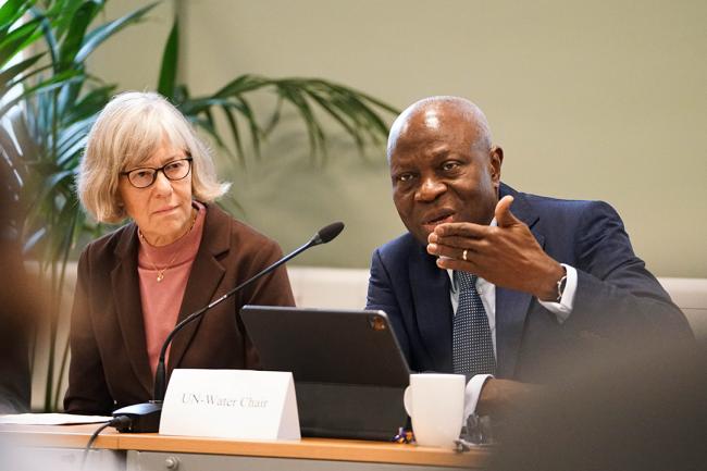 Eva Lövgren, SIDA Deputy Director on International organisations and policy support, and Gilbert Houngbo, UN-Water Chair - UNWATER38 - 18Aug2023 - Photo