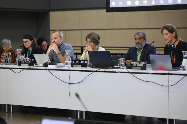 View of the dais during the morning session