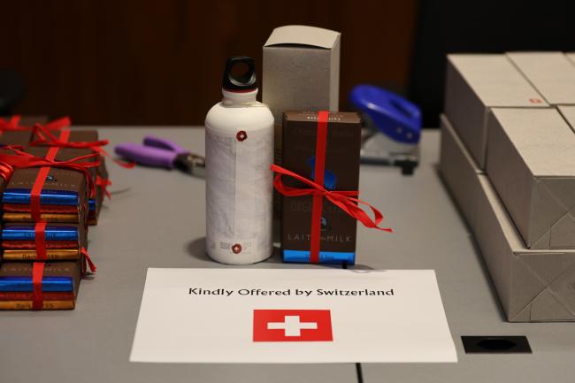 Delegates received a small gift from the Swiss government 