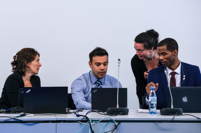 View of the dais during a Contact Group on Finance