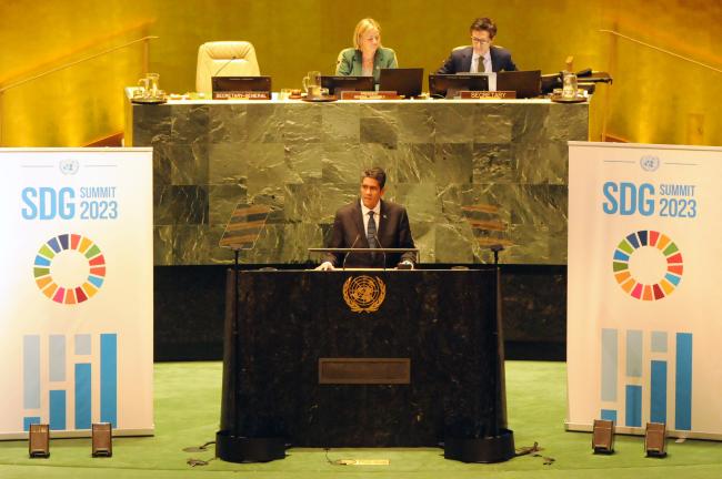 Surangel Whipps Jr., President of Palau, on behalf of the Pacific Small Island Developing States