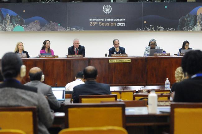 The dais during Tuesday's proceedings
