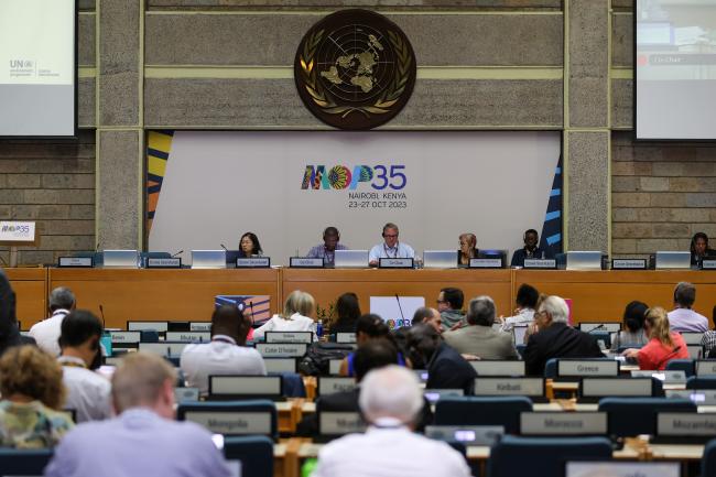 View of the dais during plenary