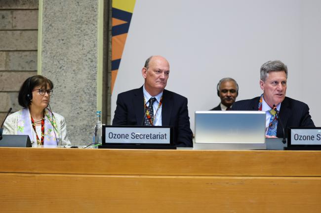 From L-R: Marta Pizano; Paul W. Barnes, EEAP; and Paul Newman, Co-Chair of the Scientific Assessment Panel, SAP