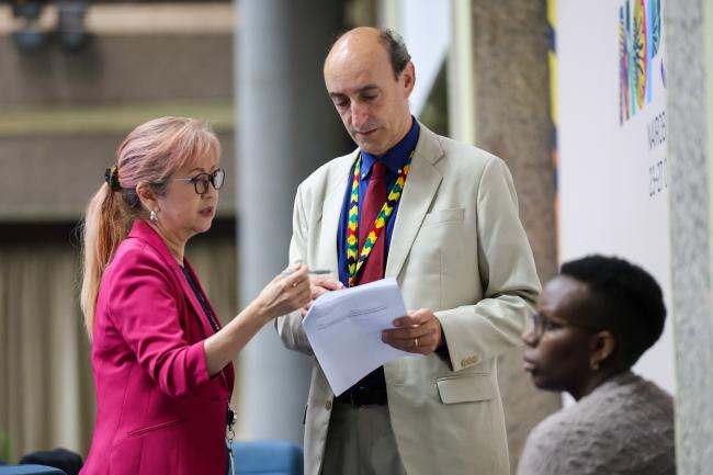 Megumi Seki, Executive Secretary, Ozone Secretariat, with MOP 35 Vice-President Philippe Chemouny, Canada