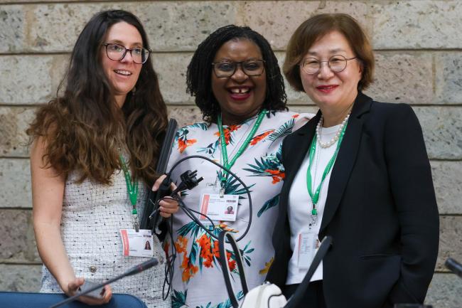 From L-R: Jillian Campbell, Wadzanayi Goredema-Mandivenyi, and Jihyun Lee, CBD Secretariat