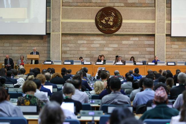 View of the dais during the morning plenary
