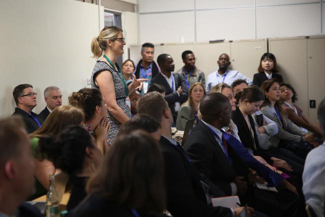 A participant poses a question 