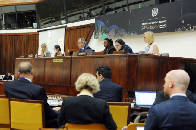 The dais during Monday's proceedings
