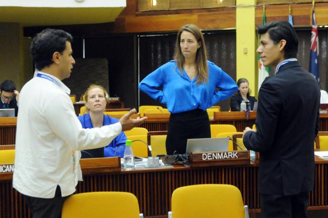 Delegates from Denmark and Mexico