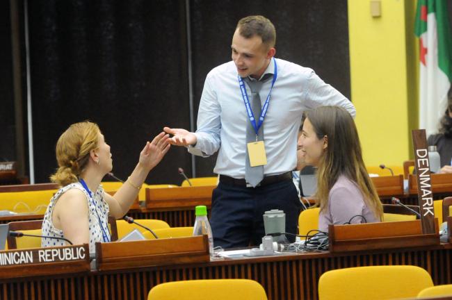 Nathia Hass Brandtberg and Maja Elkjaer Frank, Denmark, with Bartosz Jasiński, Poland