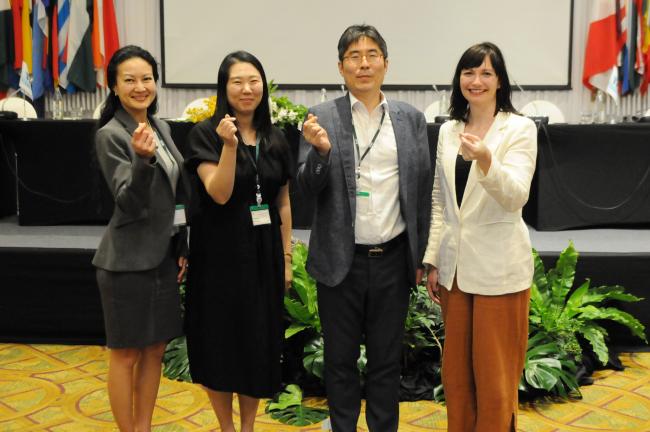 (L-R) Rata Muda, New Zealand; Juri Shin and Wonyeong Song, Republic of Korea; with Kate Macken, US