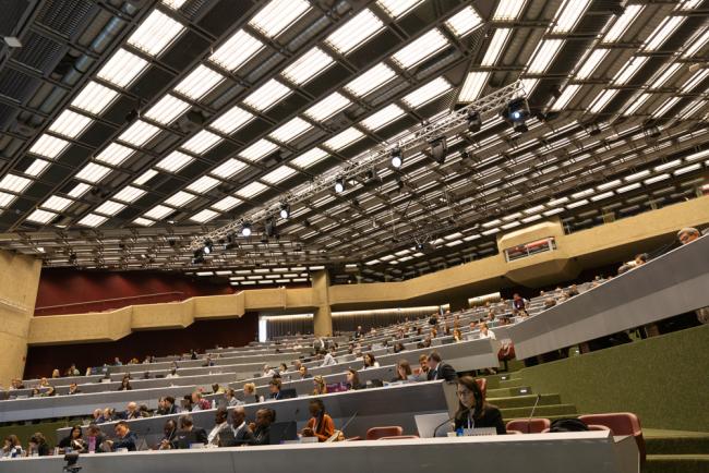 Delegates gather for the final afternoon plenary