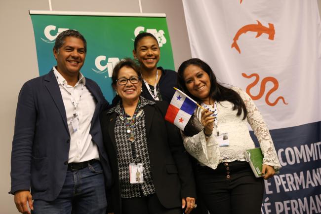 Delegates from Panama with Ivonne Higuero, CITES Secretary-General