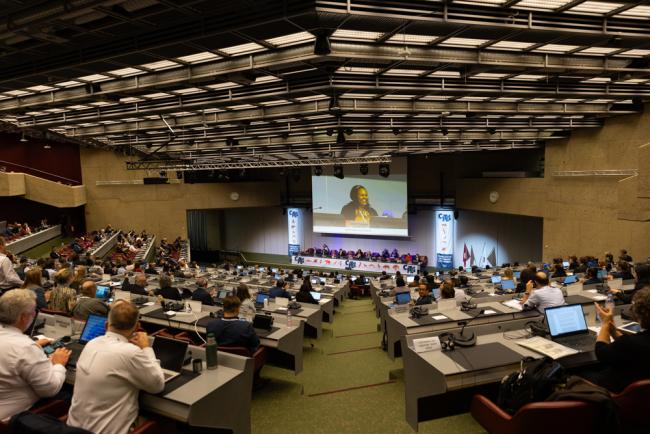 Delegates gather in plenary for the start of the 77th Standing Committee meeting for CITES