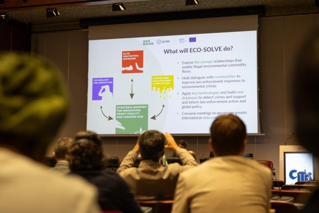 Delegates attend a side event on data and wildlife crime
