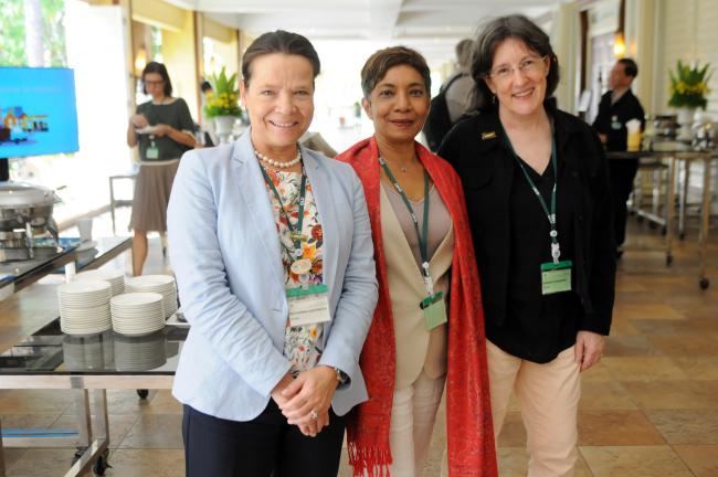 (L-R) Katharina Kuehmayer, Austria; Sheam Satkuru, ITTO Executive Director; and Deborah Davenport, ENB