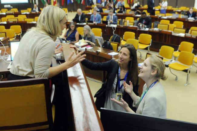 Lea Kolmos Weis, ISA Secretariat; Maja Elkjaer Frank, Denmark; and Dagny Marie Aas Hovind, Norway